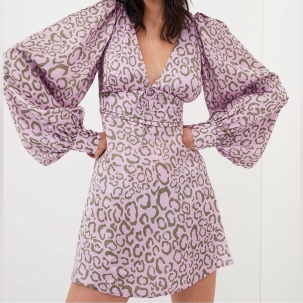 For Love & Lemons June Long Sleeve Mini Dress in Purple small S NWT‎